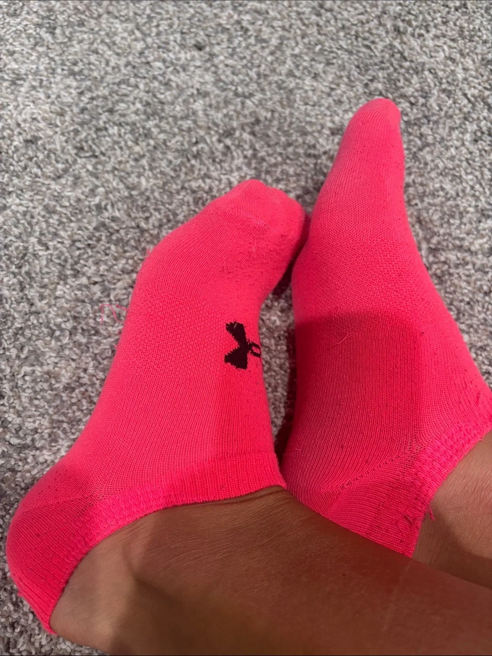 Under Armour Kids No-Show Socks in Hot Pink with Black Logo